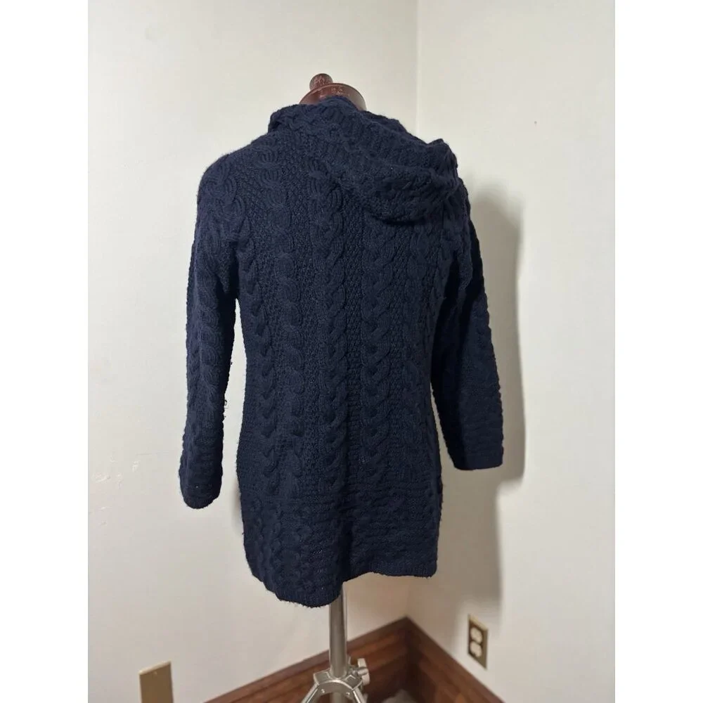 Aran Crafts $199 Fisher Sweater‎ Cable Knit Merino Wool Celtic Zip Cardigan S
